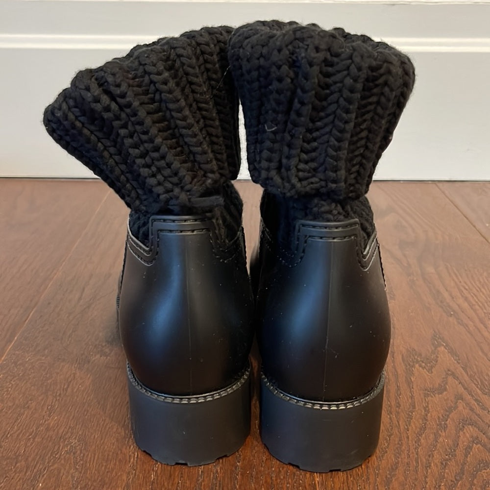 Moncler Ginette Cuffed Rain Boots Black Size 38/8