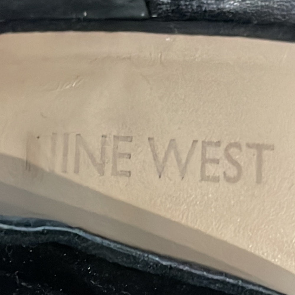 Nine West Black Suede Flats with Pearls Size 7