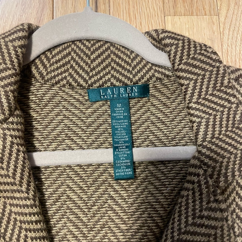 Lauren Ralph Lauren Chevron Brown Trench Coat Size Medium