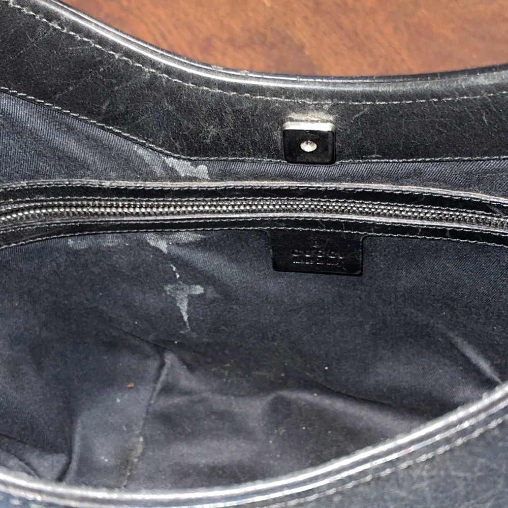 Gucci Half Moon Hobo Canvas and Leather Bag