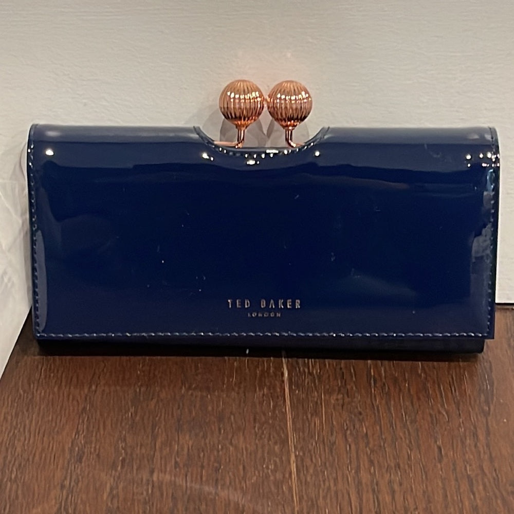 NWT Ted Baker Navy Patent Leather Wallet