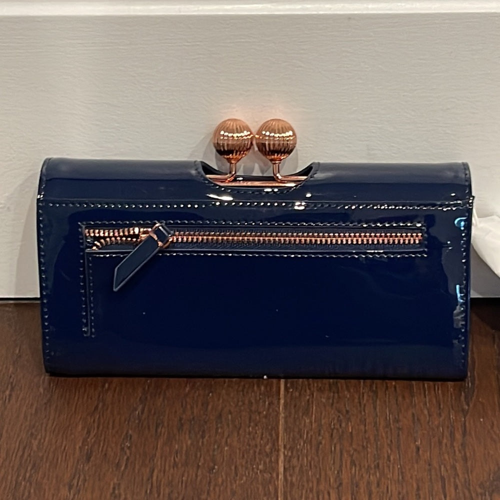 NWT Ted Baker Navy Patent Leather Wallet