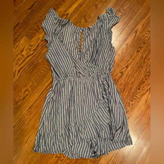 American Eagle Blue and White Striped Romper Size XL