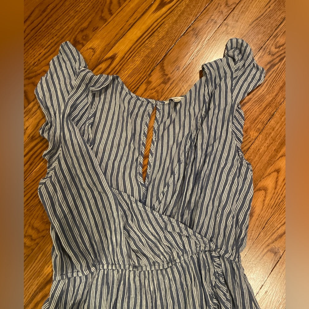 American Eagle Blue and White Striped Romper Size XL