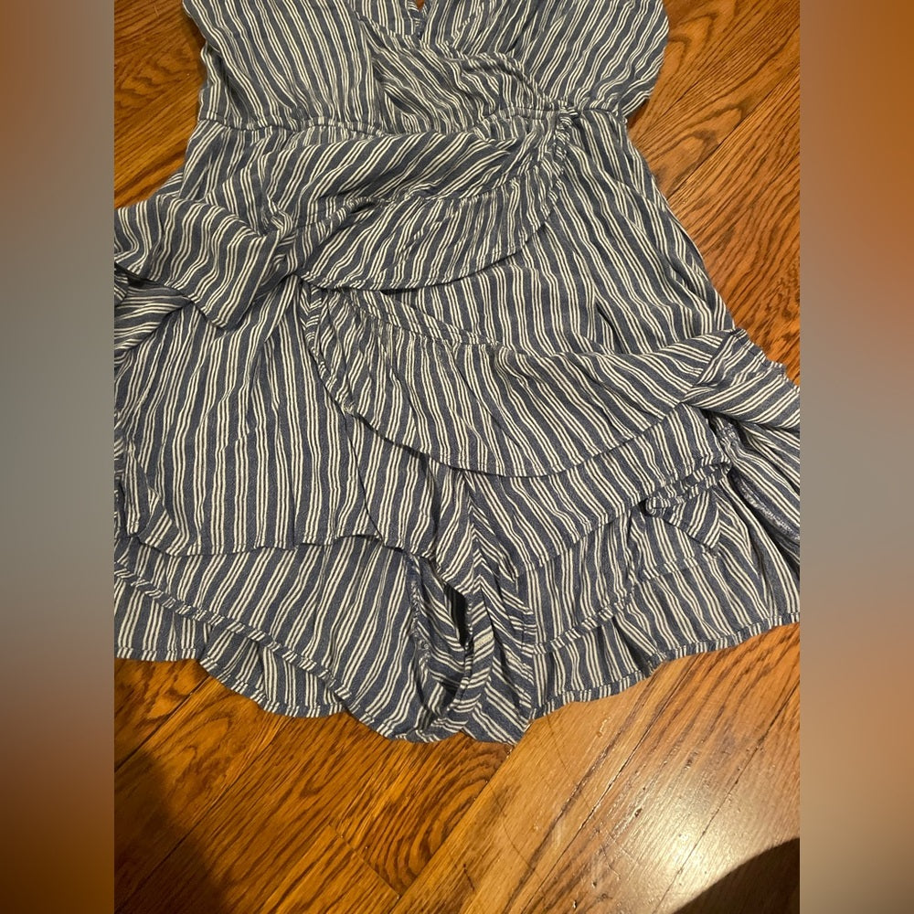 American Eagle Blue and White Striped Romper Size XL