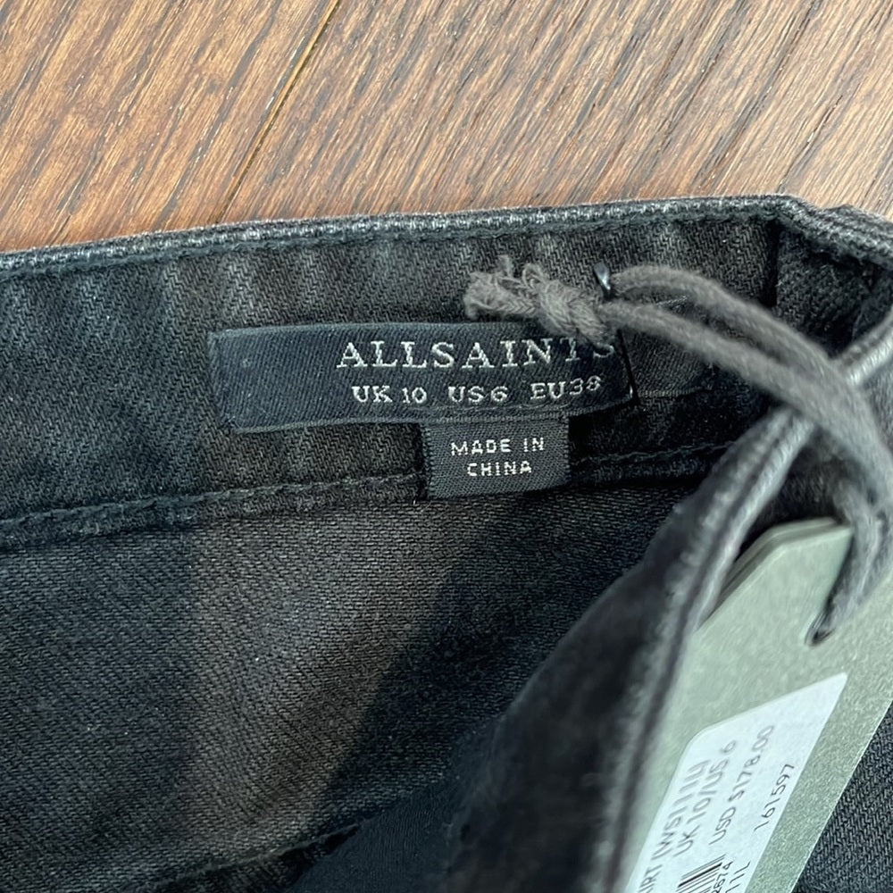 NWT All Saints Dark Grey Denim Women’s Skirts Size 6