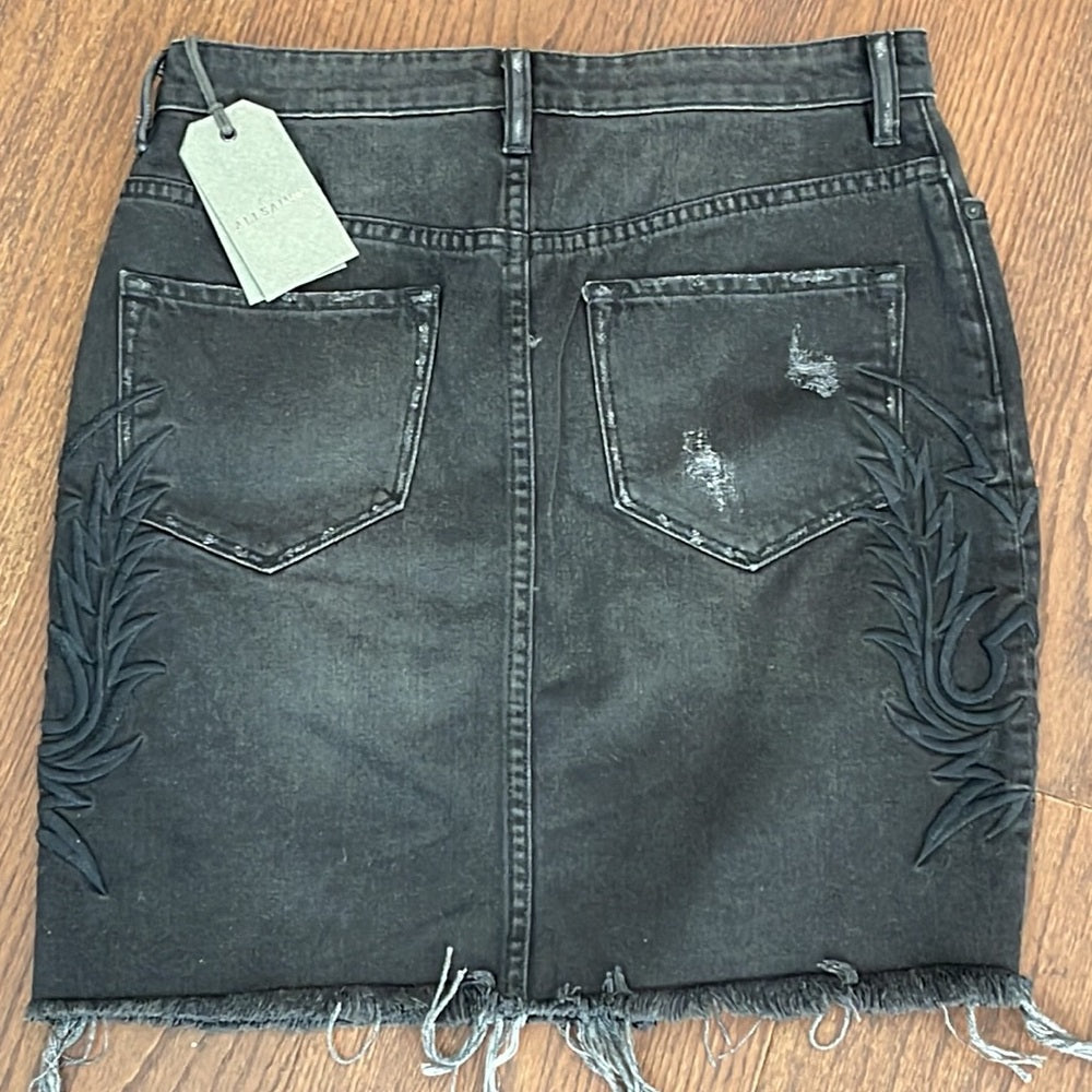 NWT All Saints Dark Grey Denim Women’s Skirts Size 6