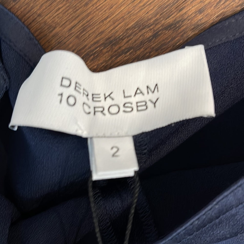 NWT Derek Lam Navy Silk Feeling Pants Size 2