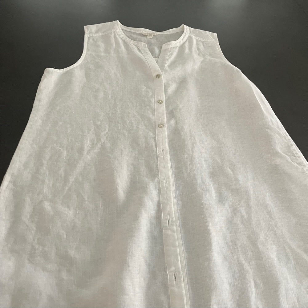 Eileen Fisher White Linen Sleeveless Top size Small Petite