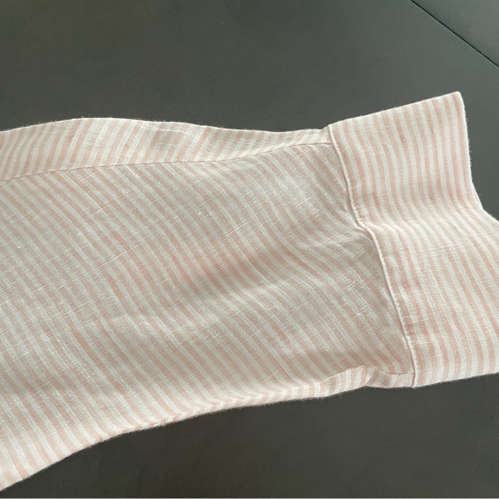 Lafayette 148 Women’s Pink and White Linen Striped Shirt Size Medium