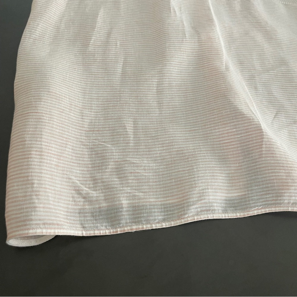 Lafayette 148 Women’s Pink and White Linen Striped Shirt Size Medium