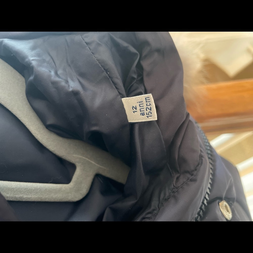Moncler Boys Navy Down Jacket With Hood Size 12
