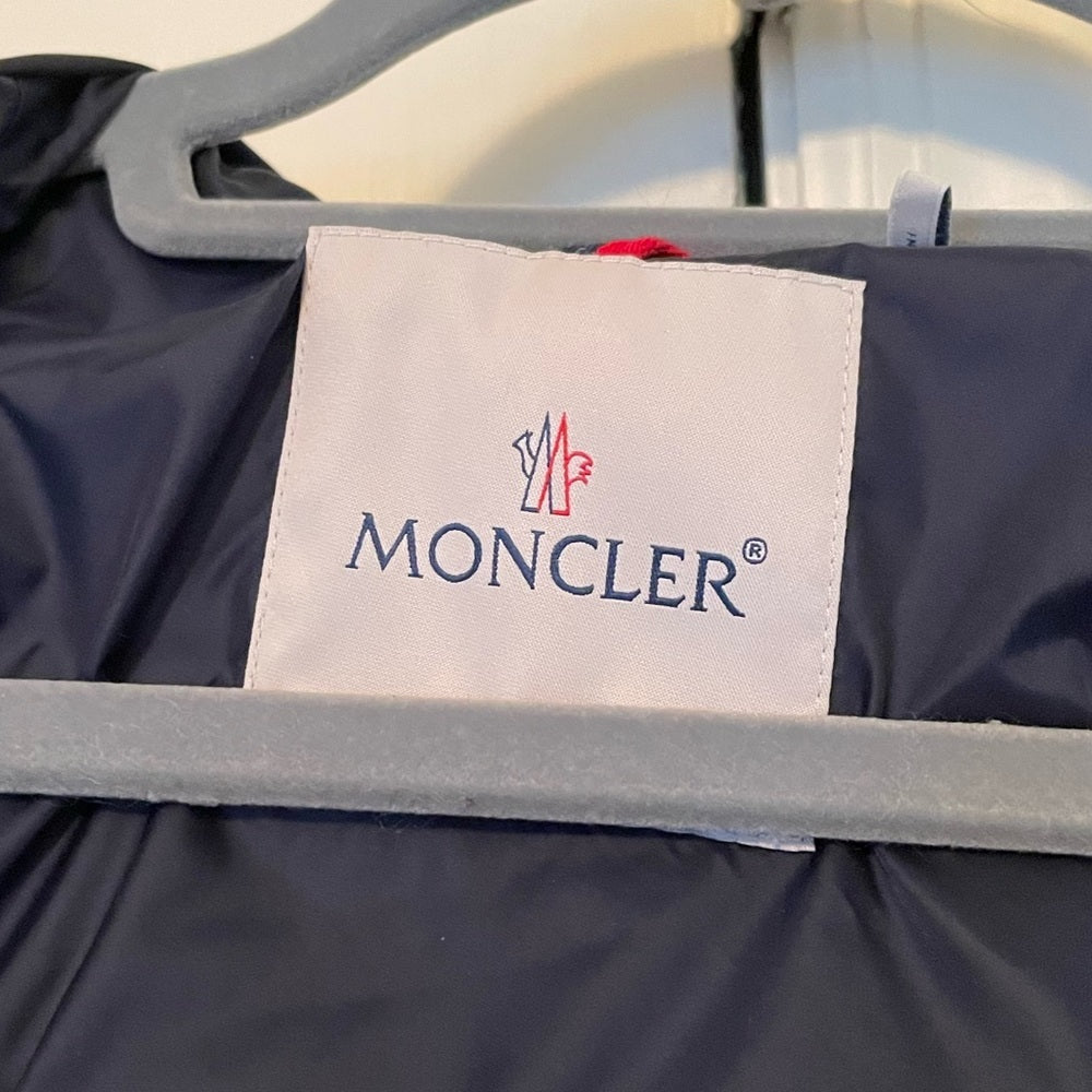 Moncler Boys Navy Down Jacket With Hood Size 12