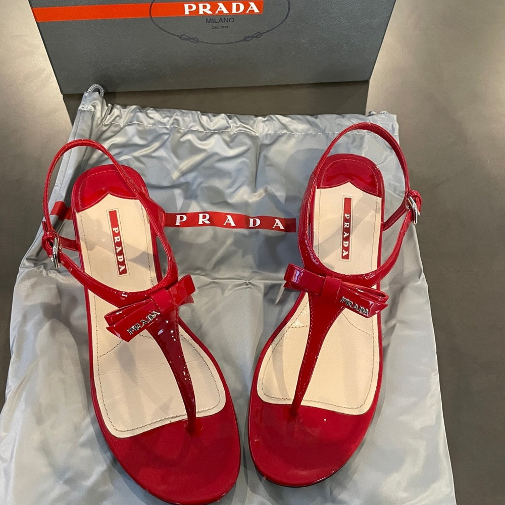 Prada Women’s Red Thong Sandals Size 9