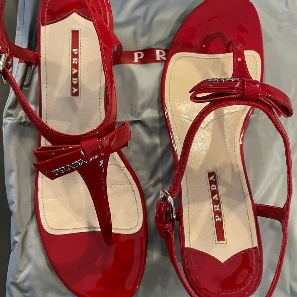 Prada Women’s Red Thong Sandals Size 9