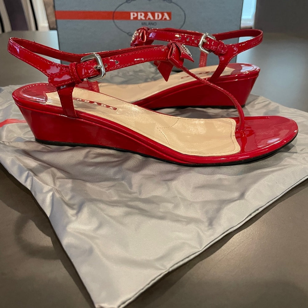 Prada Women’s Red Thong Sandals Size 9