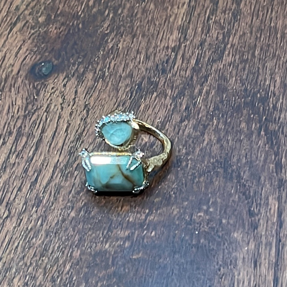 Alexis Bittar Gold Ring with 2 Stones