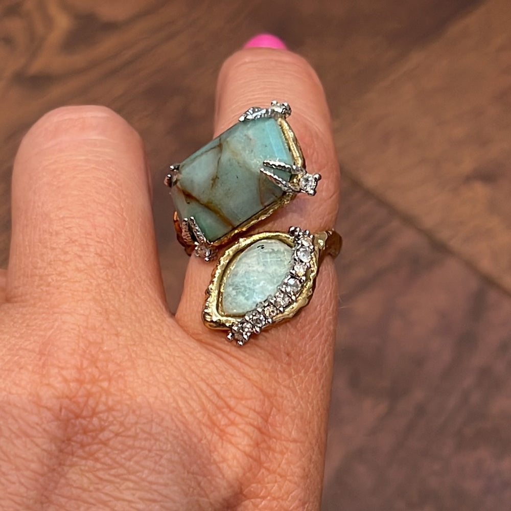 Alexis Bittar Gold Ring with 2 Stones