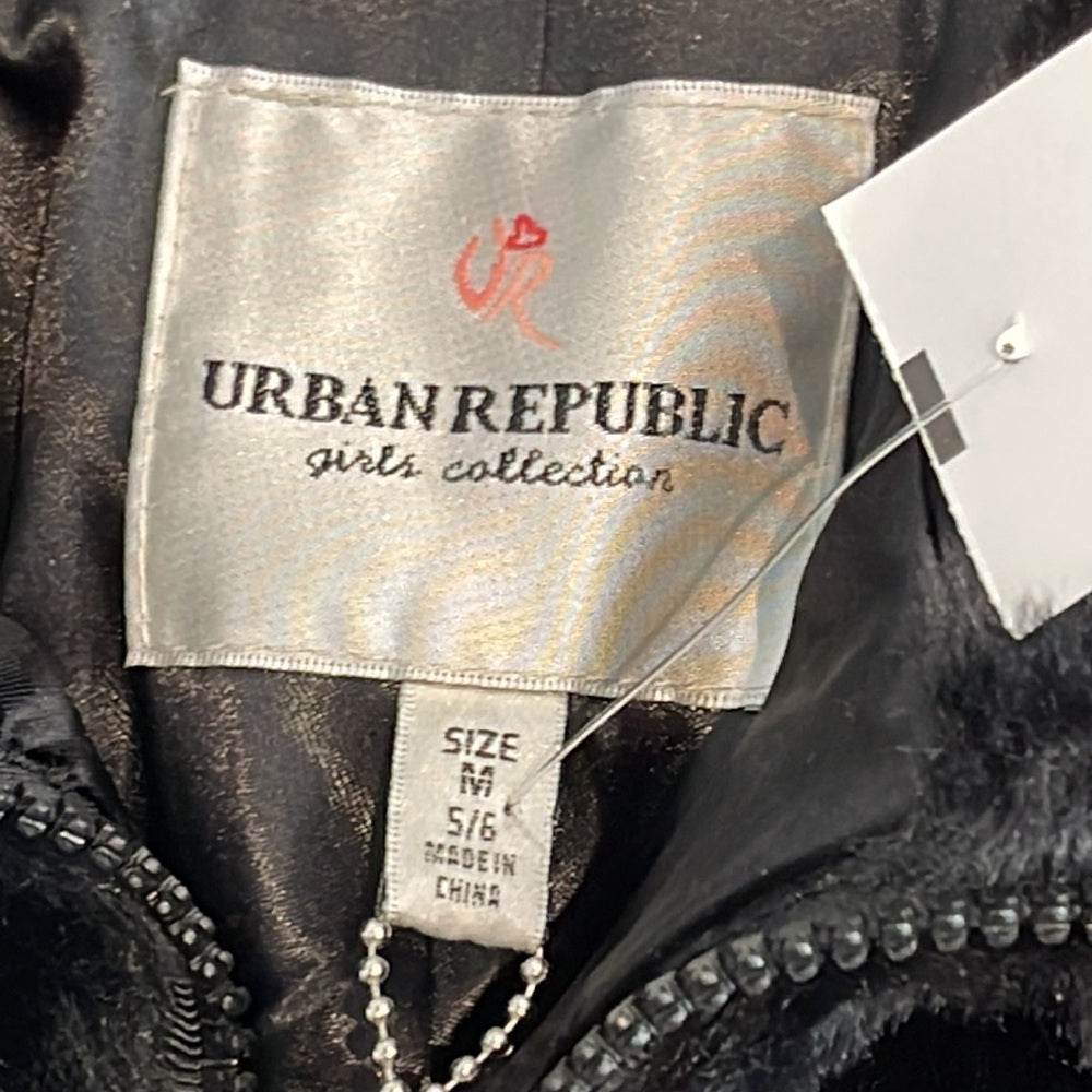 NWT Urban Republic Black Faux Fur Girls Jacket Size Medium 5/6