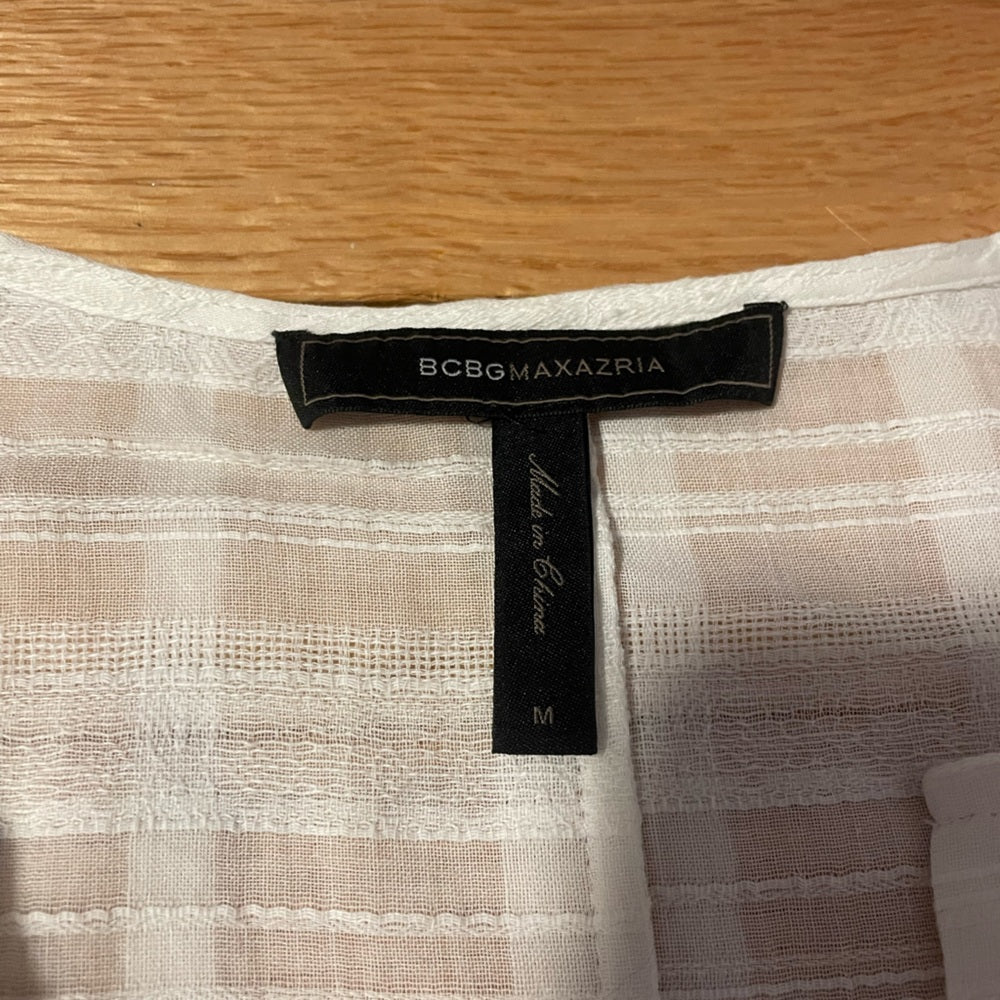 BCBGMaxazria White V-Neck Dress Size Medium