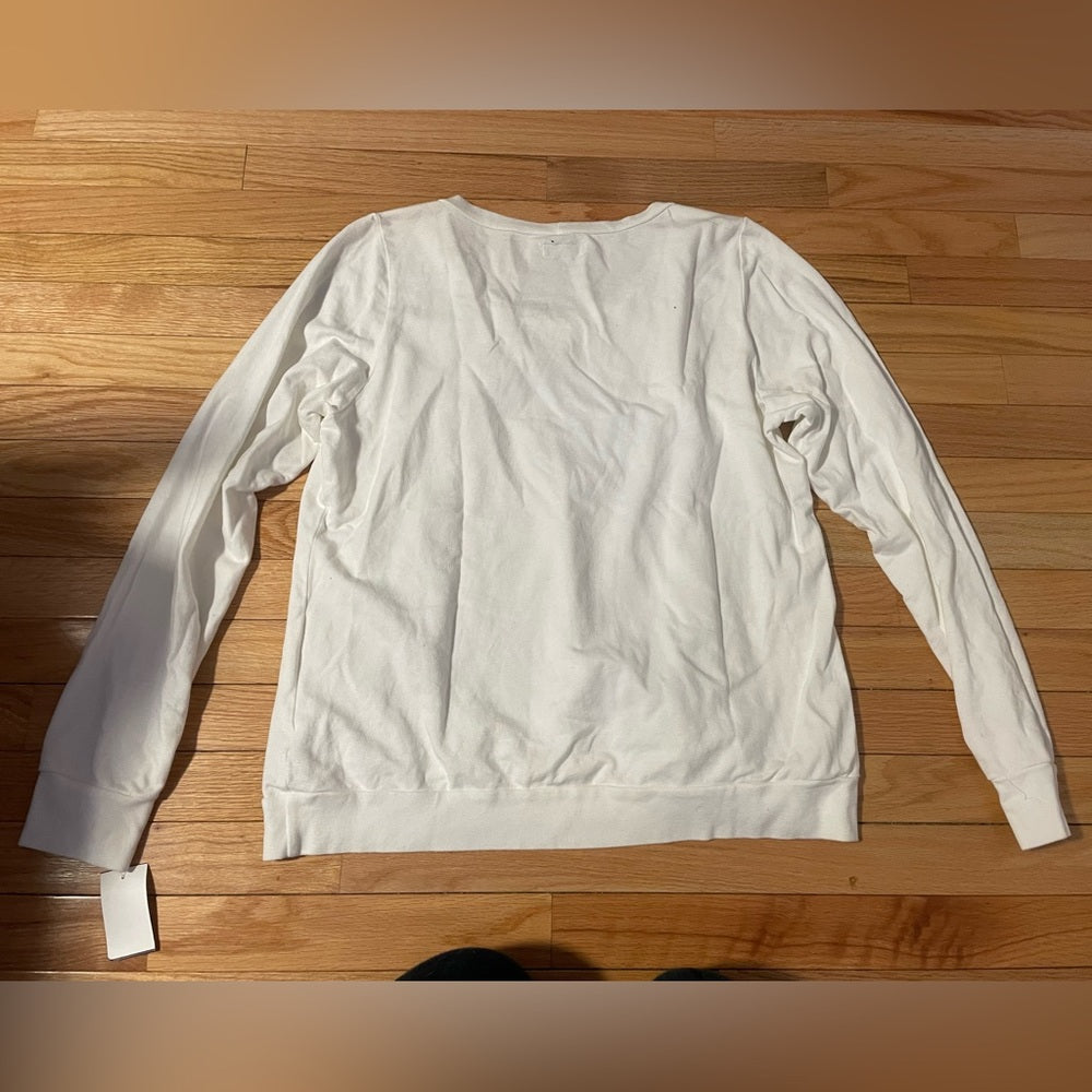 NWT Lauren Moshi White Bunny Crew Neck Sweatshirt Size Large