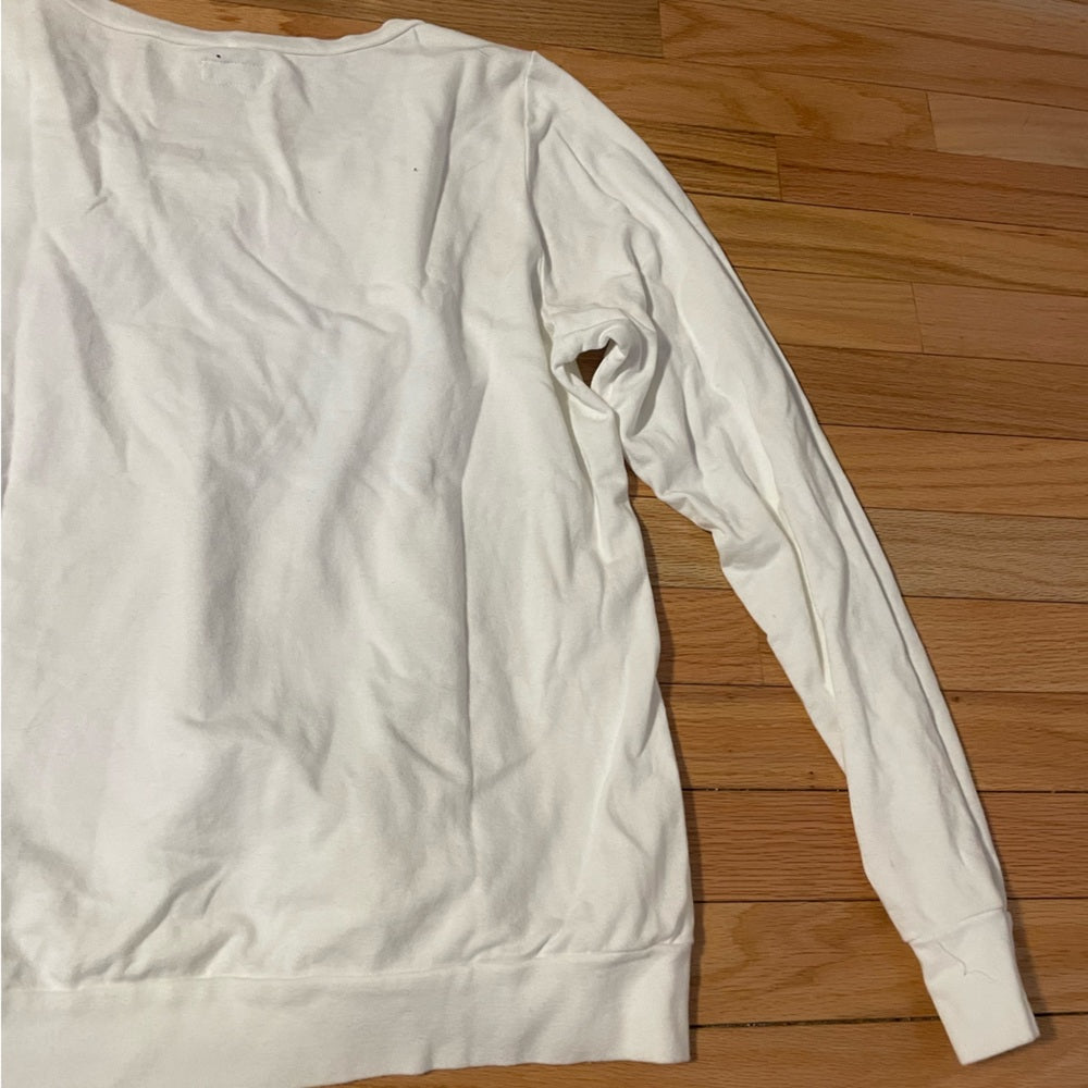 NWT Lauren Moshi White Bunny Crew Neck Sweatshirt Size Large
