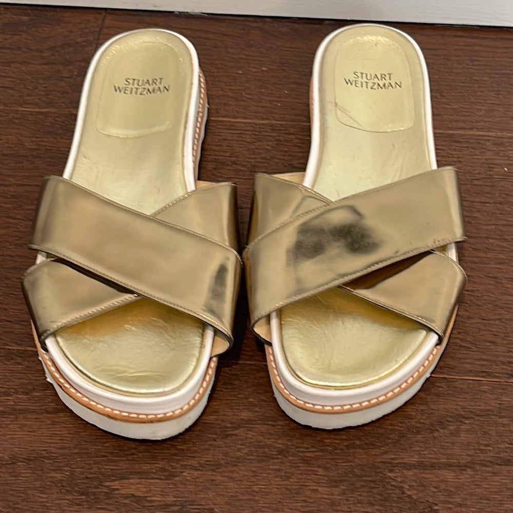 Stuart Weitzman Women’s Gold Slides Size 11