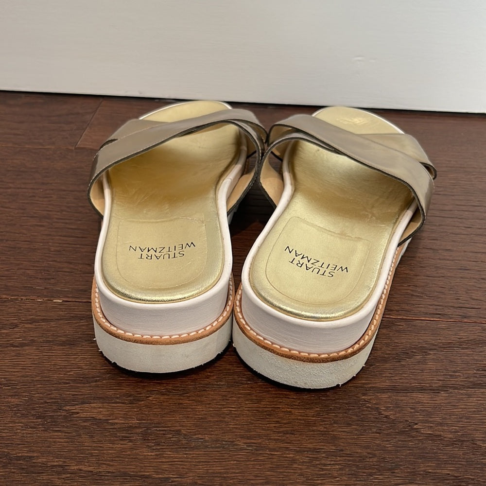 Stuart Weitzman Women’s Gold Slides Size 11