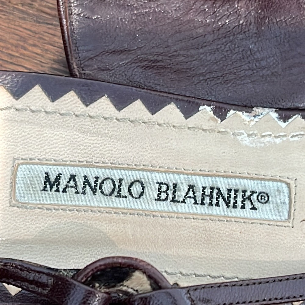 Manolo Blahnik Women’s Brown Leopard Sling Back Flats Size 41 /11
