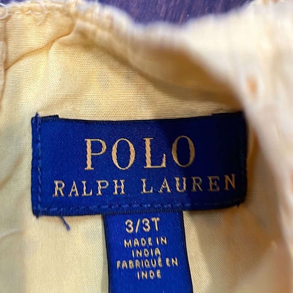 Ralph Lauren Girls Yellow Eyelet Dress Size 3T