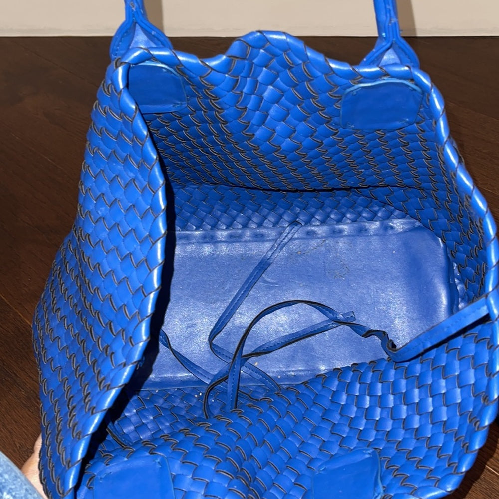 Blue Women’s Woven Tote Handbag