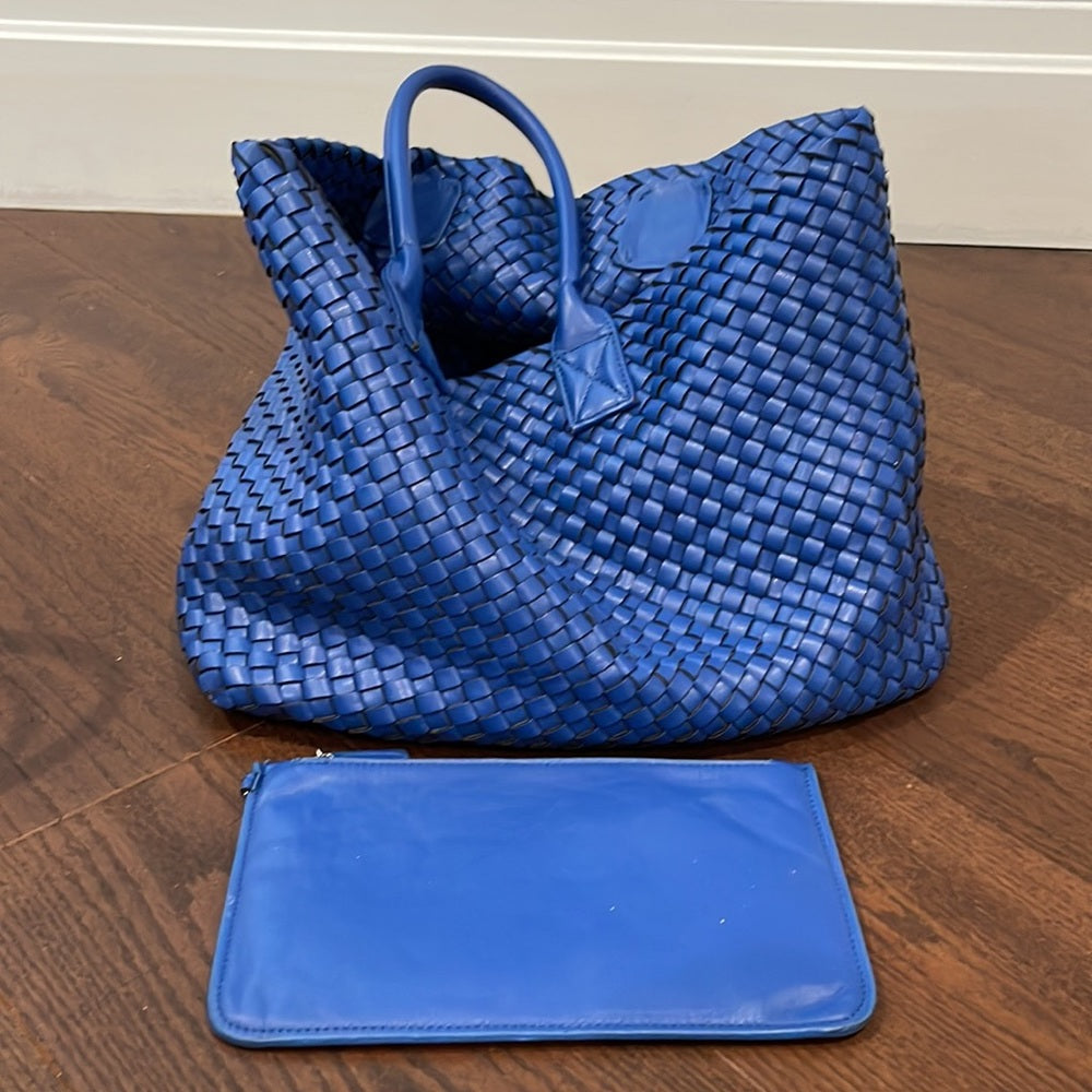 Blue Women’s Woven Tote Handbag