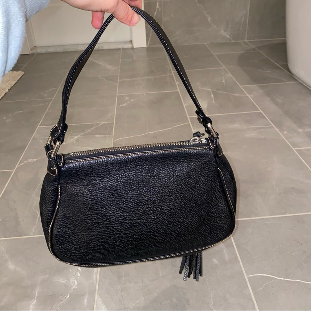 CHANEL Black Leather Fringe Handbag