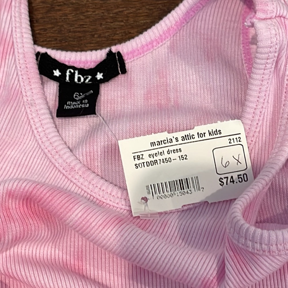 NWT Flowers by Zoe Girls Pink Ribbed and Eyelet Dress Size 6x