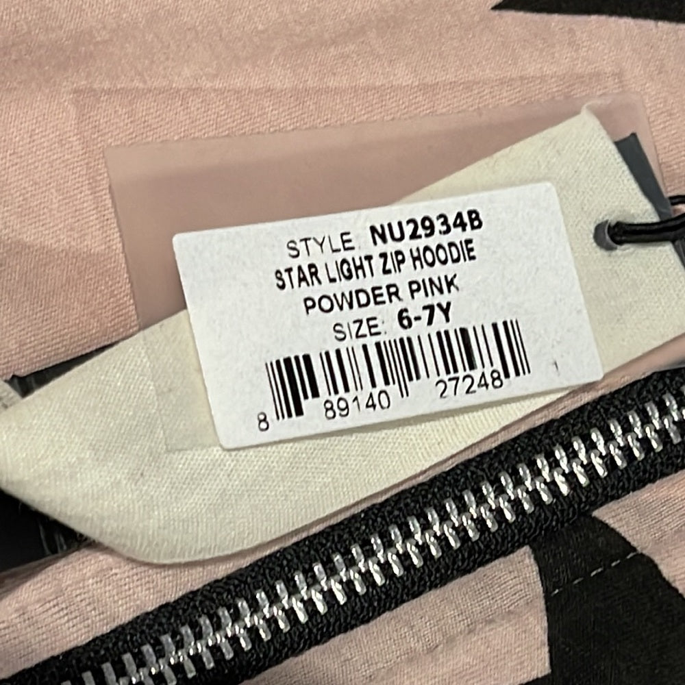 NWT Nununu Powder Pink Girls Zip Up Sweatshirt Size 6-7