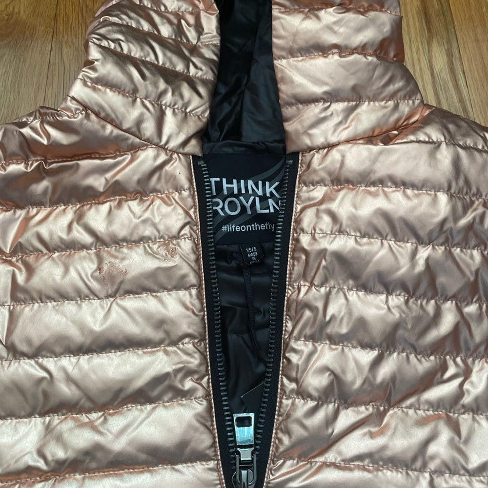 NWT Think Royln Rose Gold Puffer Vest Size XS/S
