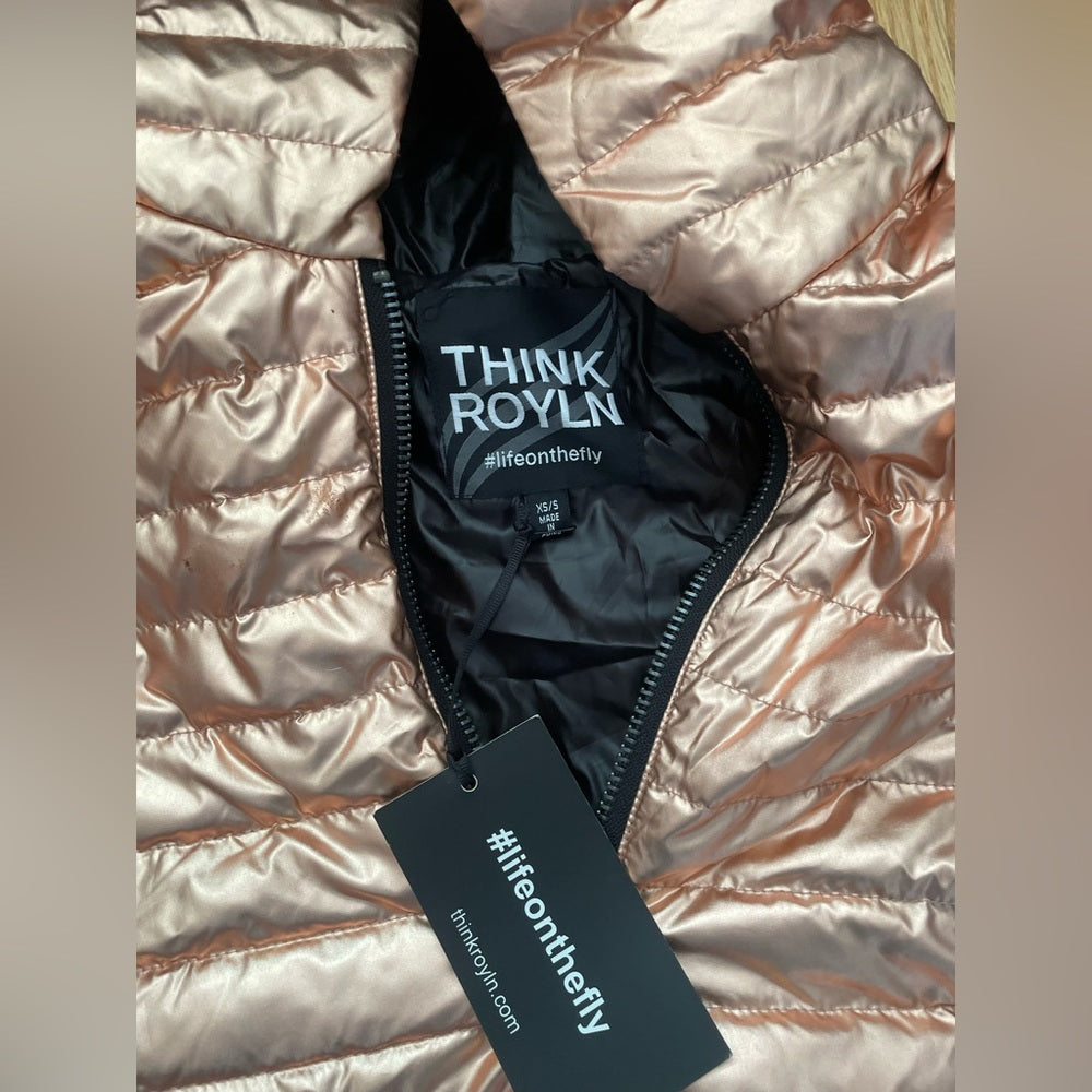 NWT Think Royln Rose Gold Puffer Vest Size XS/S