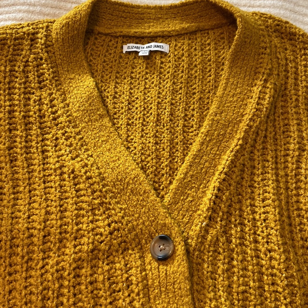 Women’s Elizabeth and James cardigan. Mustard yellow. Size M