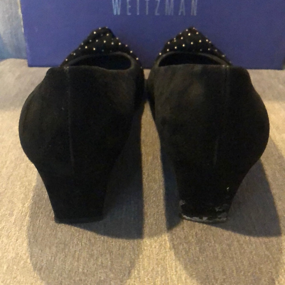 Stuart Weitzman Black Suede Wedges Size 9