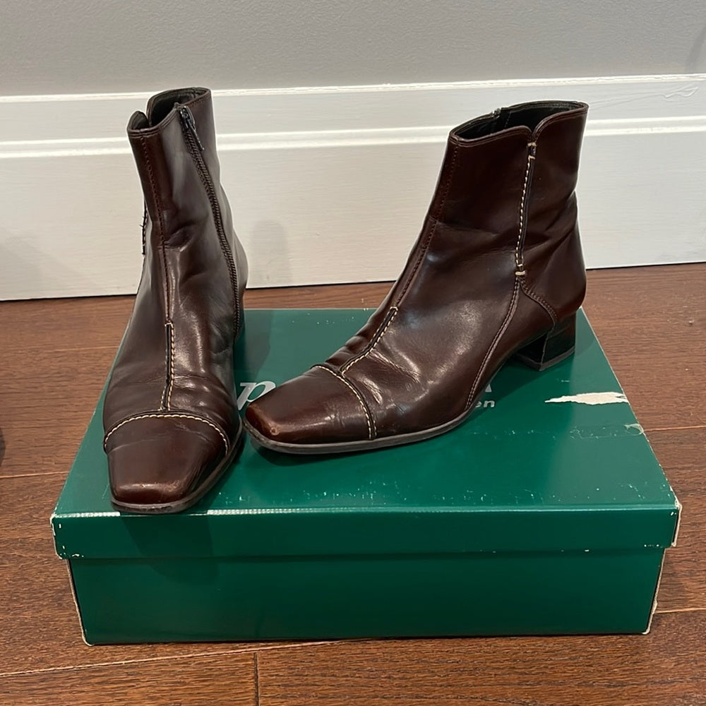 Paul Green Brown Leather Boots Size 6