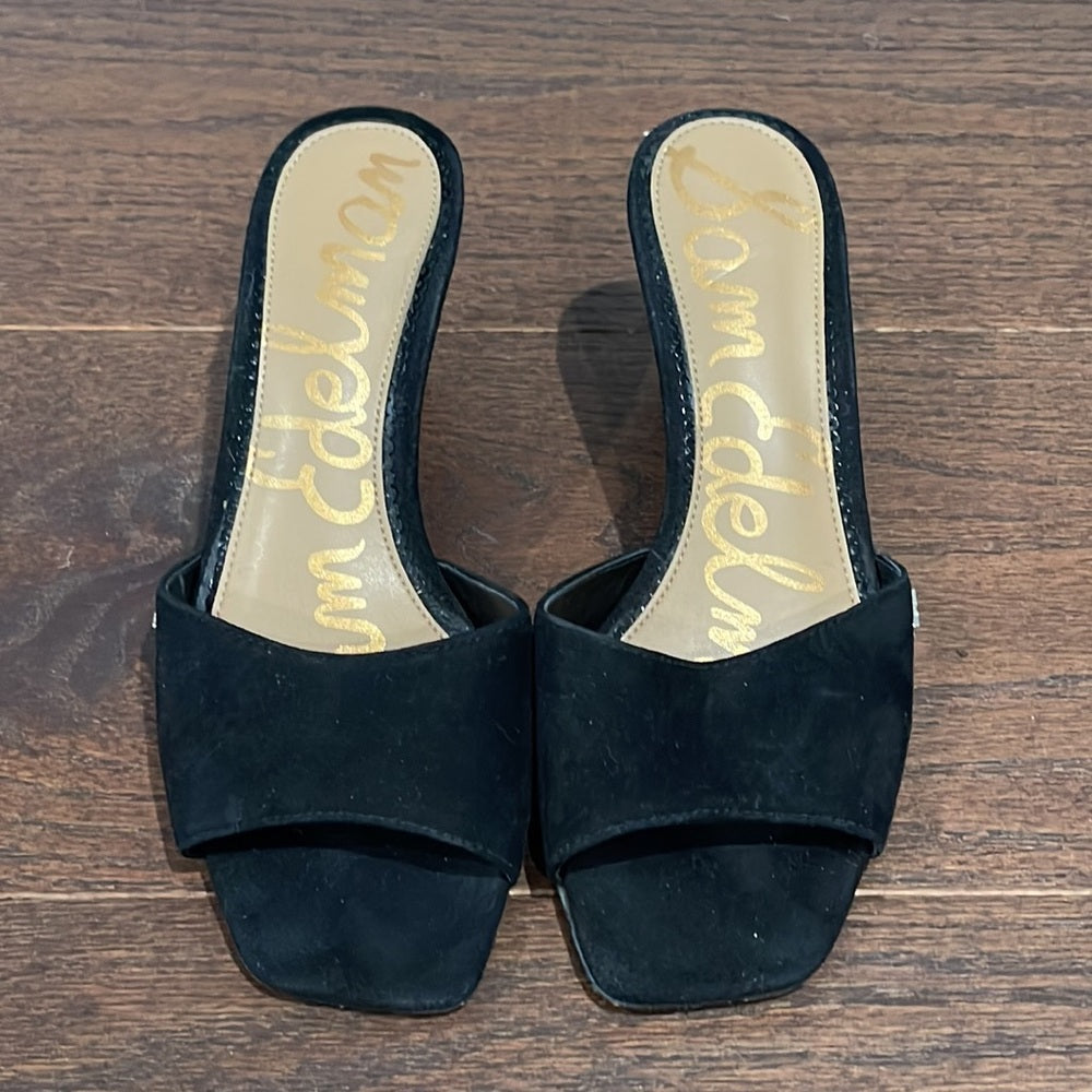 Sam Edelman Women’s Black Suede Wedge Slides Size 6