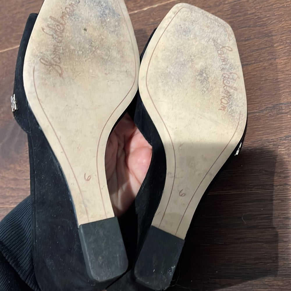 Sam Edelman Women’s Black Suede Wedge Slides Size 6