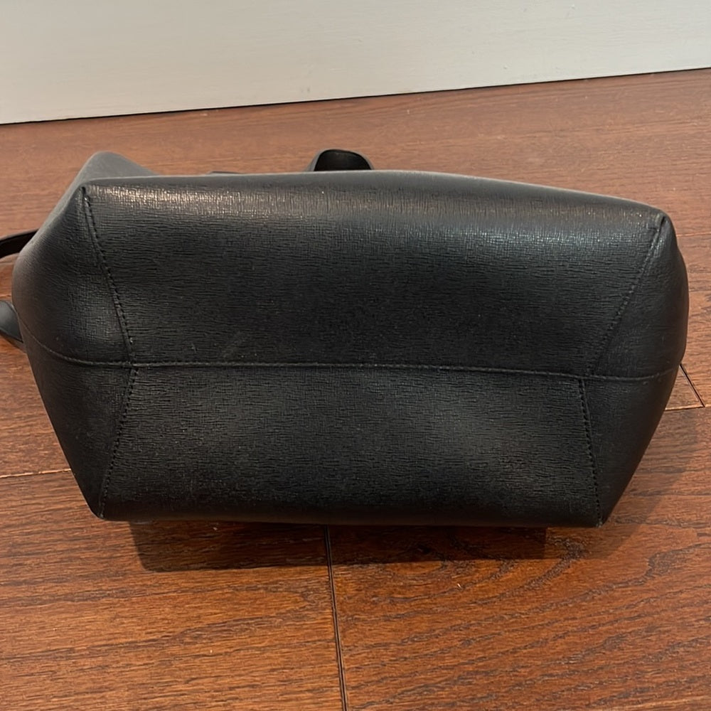 Mansur Gavriel Drawstring Black Leather Backpack