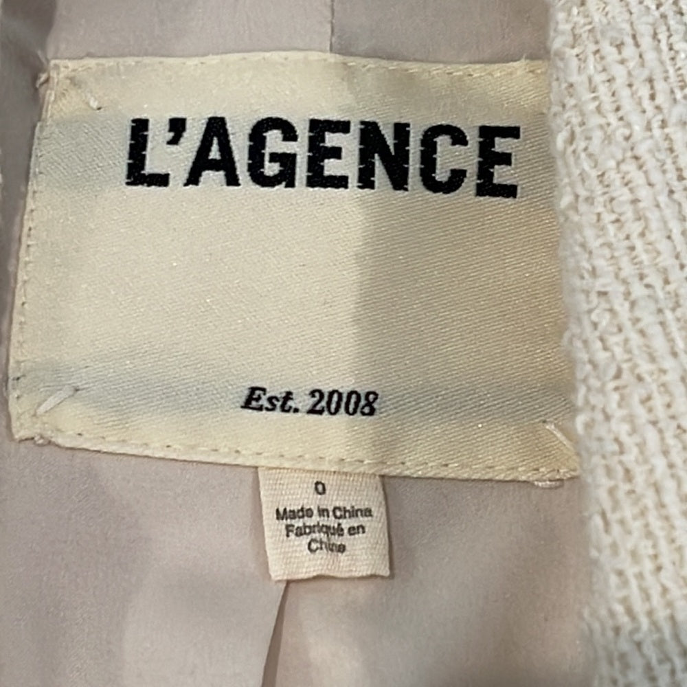 L'Agence Cream Brooke Double-Breasted Crop Blazer Size 0