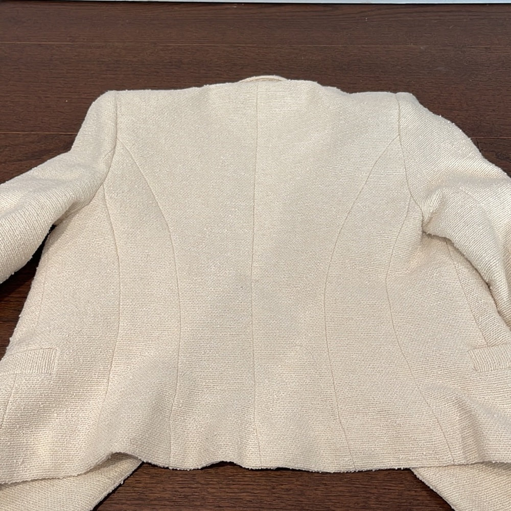 L'Agence Cream Brooke Double-Breasted Crop Blazer Size 0