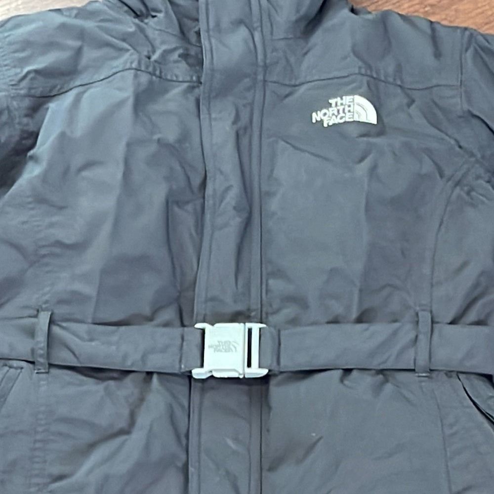 The North Face Girls Black Hooded Belted Winter Jacket Size 14/16