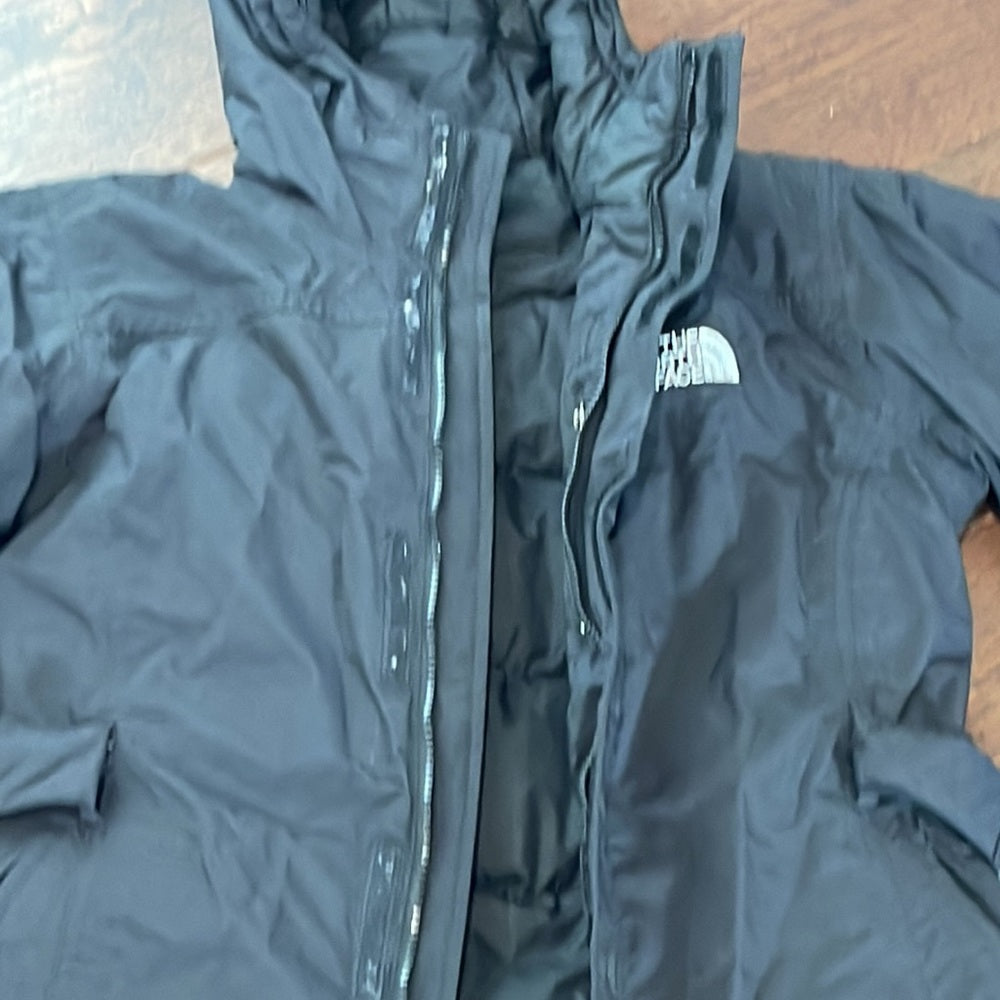 The North Face Girls Black Hooded Belted Winter Jacket Size 14/16
