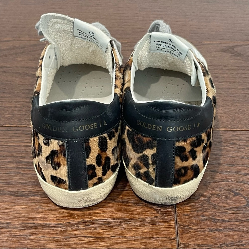 Golden Goose Women’s Super-Star Low Top Black & Brown Leopard Sneakers Size 37/7
