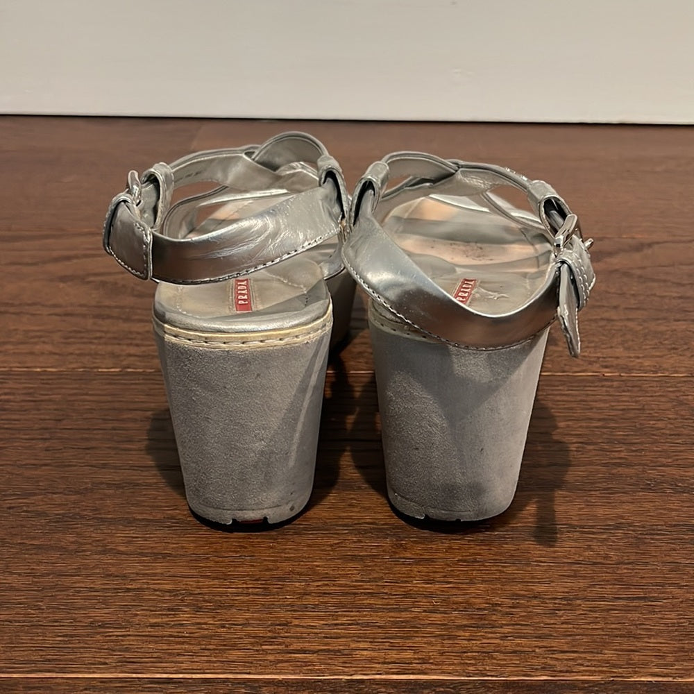Prada Women’s Silver Platform Sandals Size 38.5/8.5