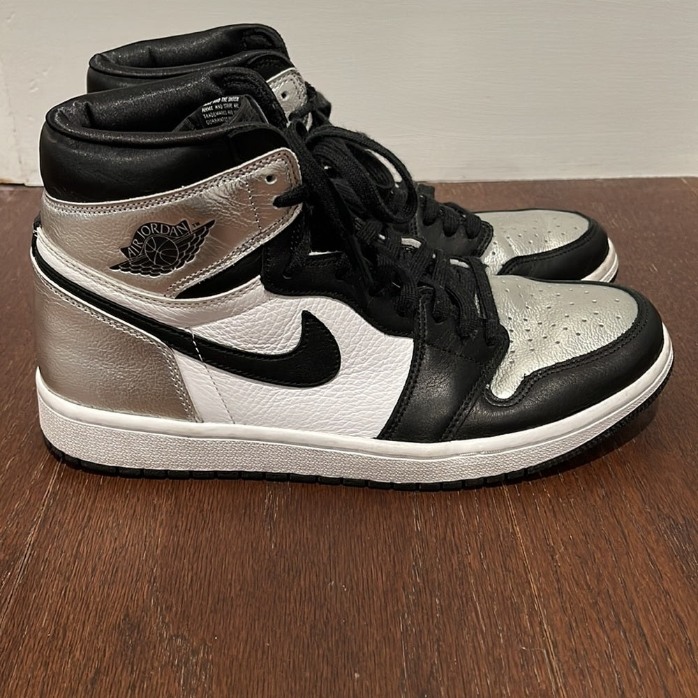 Nike Air Jordan Women’s High Top Black White and Silver Sneakers Size 10.5